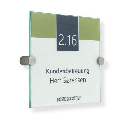 Türschild VITRUM K , Glasschild, Büroschild, Doppelglasschild